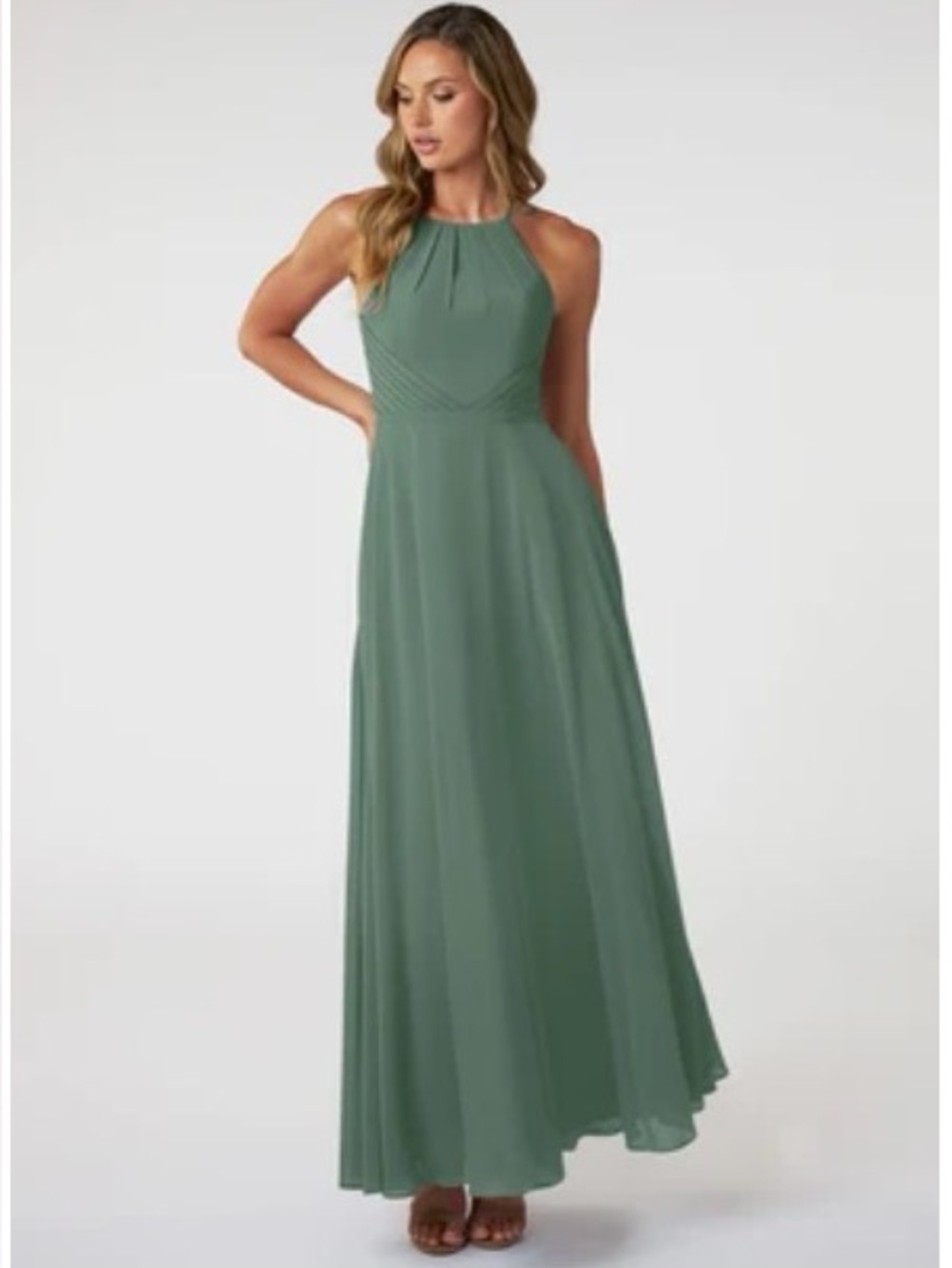 Azazie Melinda Eucalyptus Chiffon Bridesmaid Dress